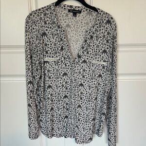 INC International Concepts Monochrome Floral Blouse